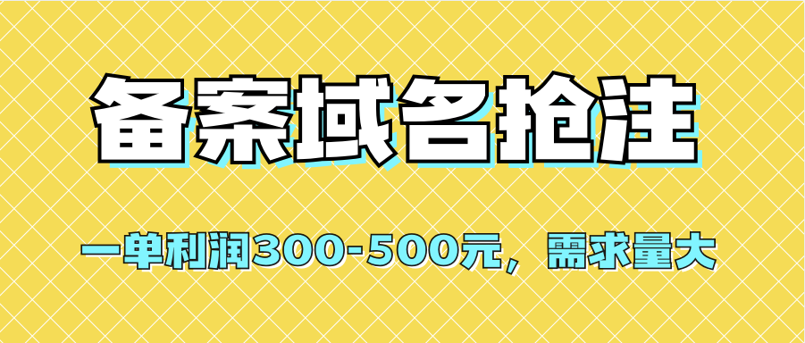 【全网首发】备案域名抢注，一单利润300-500元，需求量大-源创智汇网