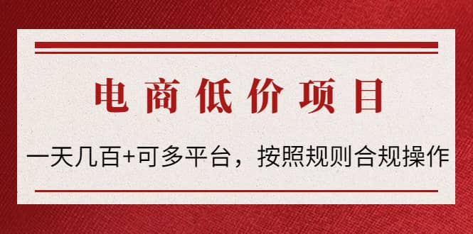 电商低价赔FU项目：按照规则合规操作-源创智汇网