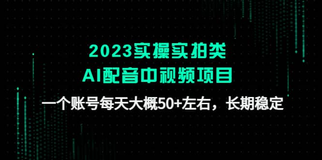 2023实操实拍类AI配音中视频项目，一个账号每天大概50+左右，长期稳定-源创智汇网
