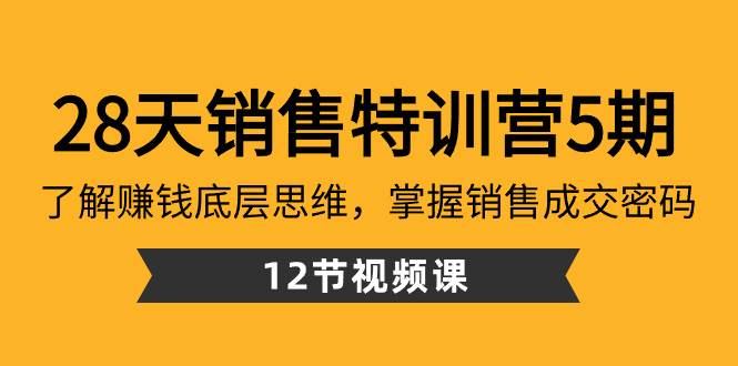 28天·销售特训营5期：了解赚钱底层思维，掌握销售成交密码（12节课）-源创智汇网