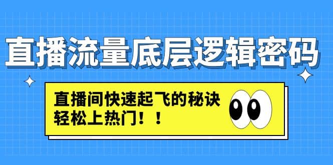 直播流量底层逻辑密码：直播间快速起飞的秘诀，轻松上热门-源创智汇网