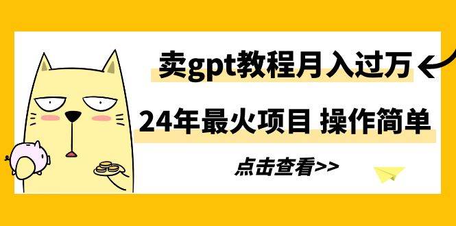 24年最火项目，卖gpt教程月入过万，操作简单-源创智汇网
