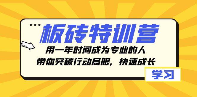 板砖特训营，用一年时间成为专业的人，带你突破行动局限，快速成长-源创智汇网