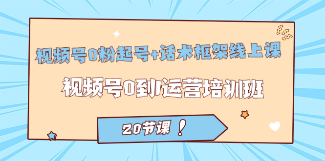 视频号·0粉起号+话术框架线上课：视频号0到1运营培训班（20节课）-源创智汇网