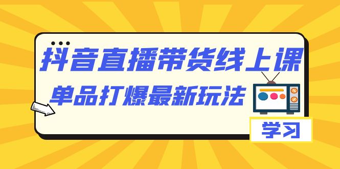 抖音·直播带货线上课，单品打爆最新玩法（12节课）-源创智汇网