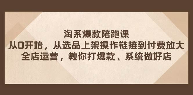 淘系爆款陪跑课 从选品上架操作链接到付费放大 全店运营 打爆款 系统做好店-源创智汇网