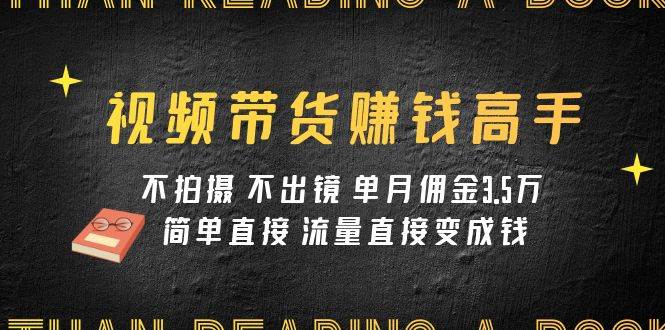 视频带货赚钱高手课程：不拍摄 不出镜 单月佣金3.5w 简单直接 流量直接变钱-源创智汇网