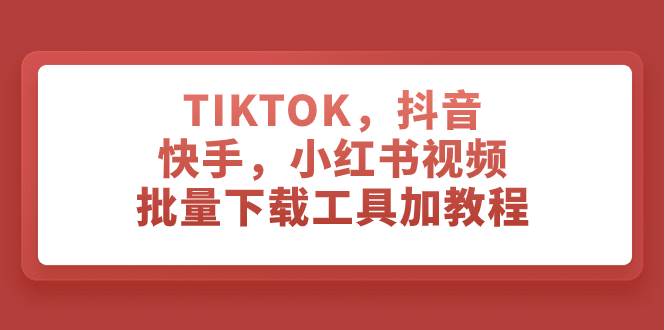 TIKTOK，抖音，快手，小红书视频批量下载工具加教程-源创智汇网