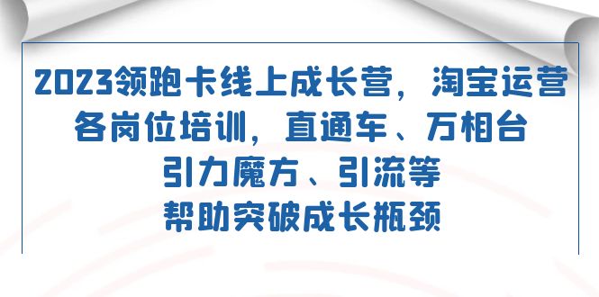 2023领跑·卡 线上成长营 淘宝运营各岗位培训 直通车 万相台 引力魔方 引流-源创智汇网