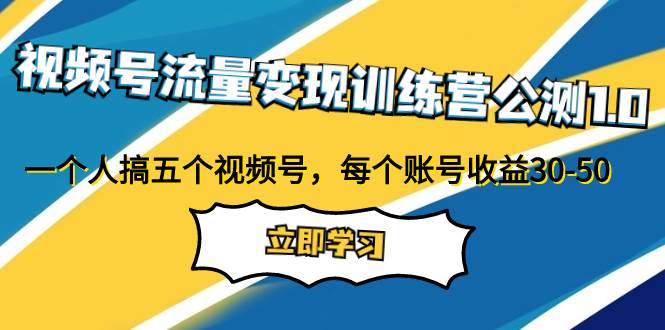 视频号流量变现训练营公测1.0：一个人搞五个视频号，每个账号收益30-50-源创智汇网