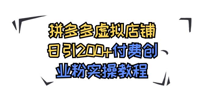 拼多多虚拟店铺日引200+付费创业粉实操教程-源创智汇网