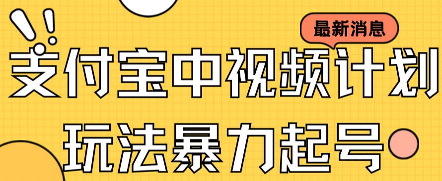 支付宝中视频玩法暴力起号影视起号有播放即可获得收益（带素材）-源创智汇网