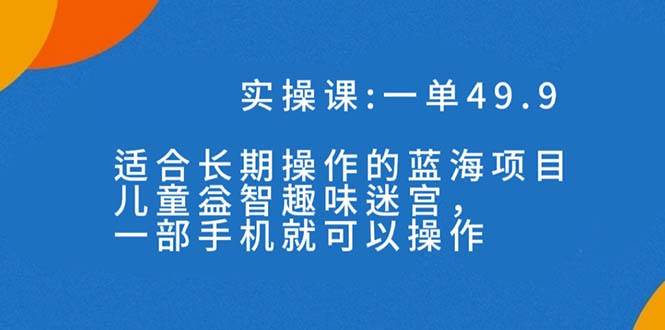 一单49.9长期蓝海项目，儿童益智趣味迷宫，一部-源创智汇网