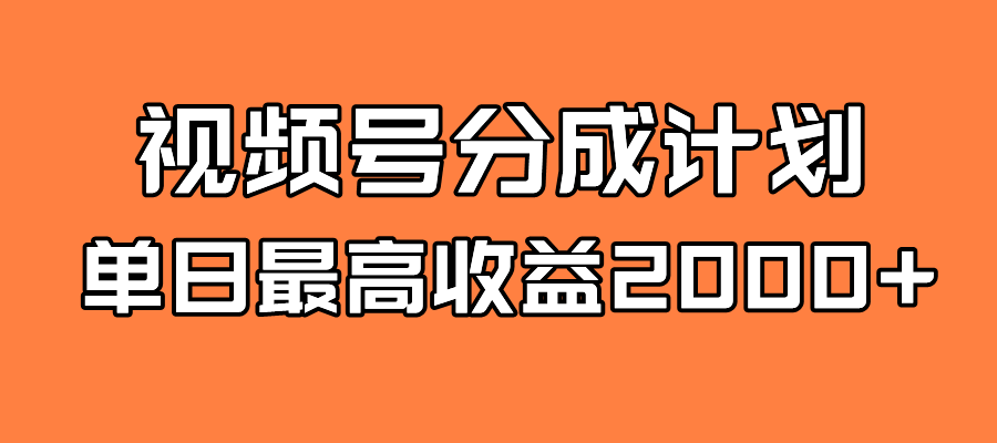 全新蓝海 视频号掘金计划 日入2000+-源创智汇网