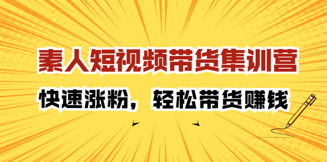素人短视频带货集训营：快速涨粉，轻松带货赚钱-源创智汇网