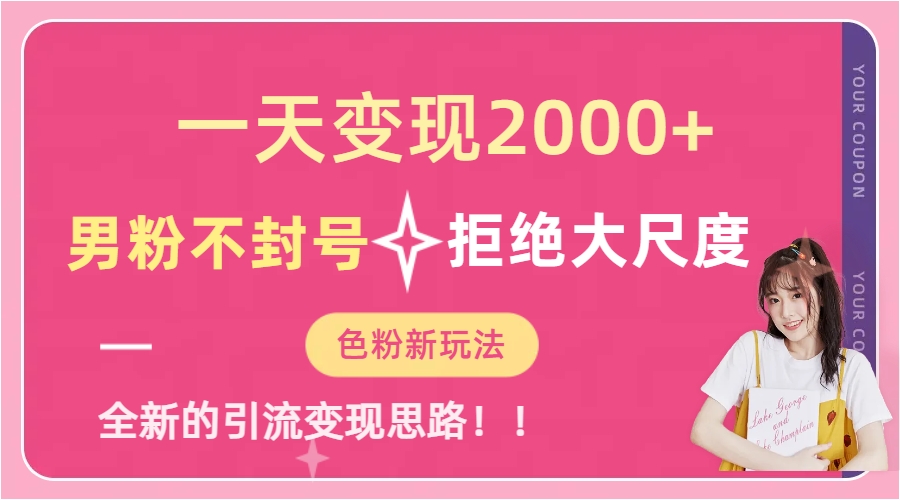 一天收款2000元，男粉不封号拒绝大尺度-色粉全新的变现方法-源创智汇网