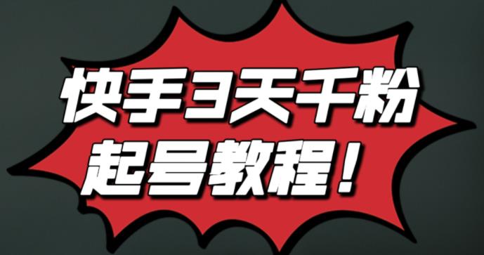 最新快手3天千粉起号实操教程，纯自然流量，无任何投流，条条视频起爆！-源创智汇网