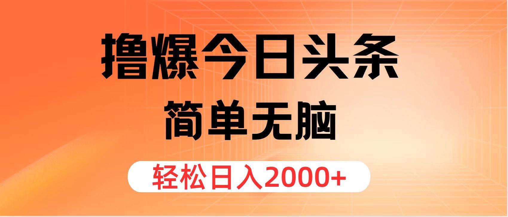 撸爆今日头条，简单无脑，日入2000+-源创智汇网