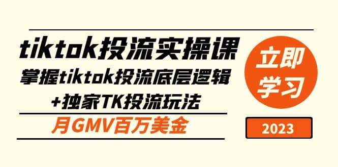 tiktok投流实操课：掌握tiktok投流底层逻辑+独家TK投流玩法-源创智汇网