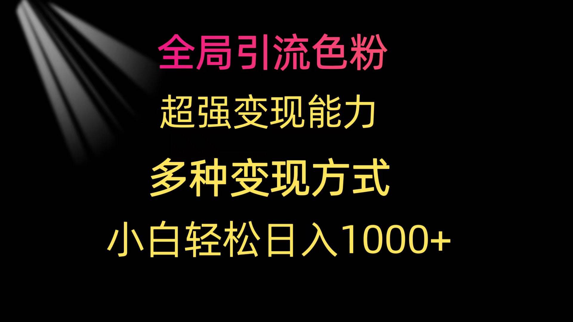 全局引流色粉 超强变现能力 多种变现方式 小白轻松日入1000+-源创智汇网
