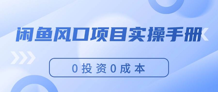 闲鱼风口项目实操手册，0投资0成本，让你做到，月入过万，新手可做-源创智汇网