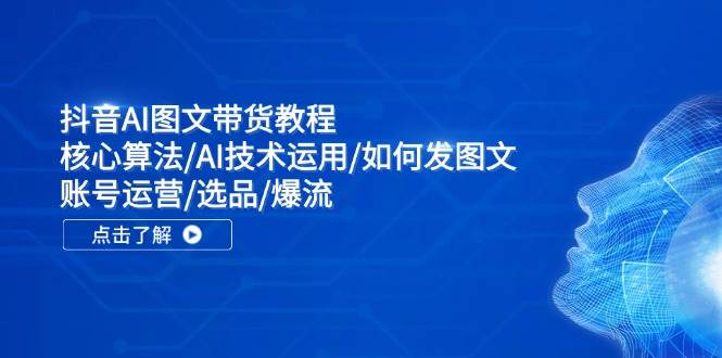 抖音AI图文带货教程：核心算法/AI技术运用/如何发图文/账号运营/选品/爆流-源创智汇网