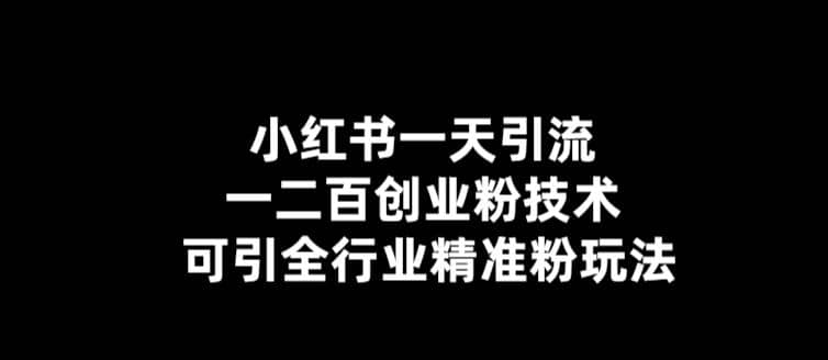 【引流必备】小红书一天引流一二百创业粉技术，可引全行业精准粉玩法-源创智汇网