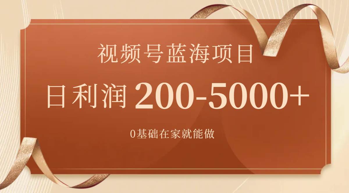 视频号蓝海项目，0基础在家也能做，一天200-5000+【附266G资料】-源创智汇网