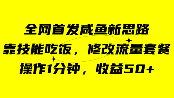 咸鱼冷门新玩法，靠“技能吃饭”，修改流量套餐，操作1分钟，收益50+-源创智汇网