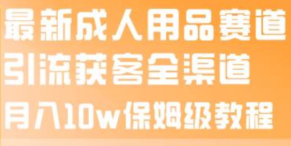 最新成人用品赛道引流获客全渠道，月入10w保姆级教程-源创智汇网