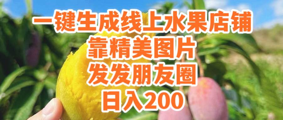 一键生成线上水果店，靠精美图片发发朋友圈，也能日入200-源创智汇网