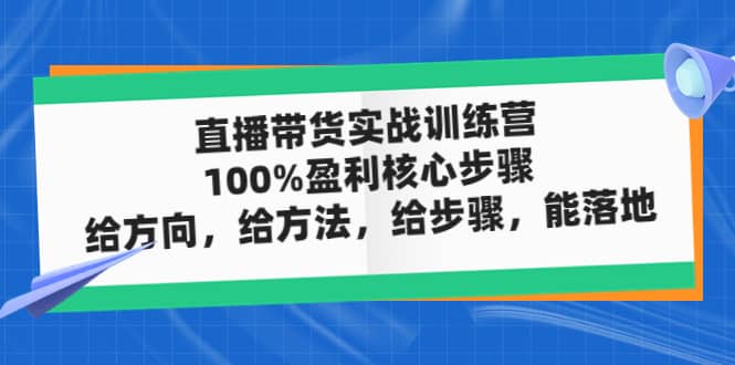 直播带货实战训练营：100%盈利核心步骤，给方向，给方法，给步骤，能落地-源创智汇网