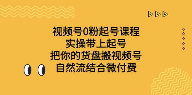 视频号0粉起号课程 实操带上起号 把你的货盘搬视频号 自然流结合微付费-源创智汇网
