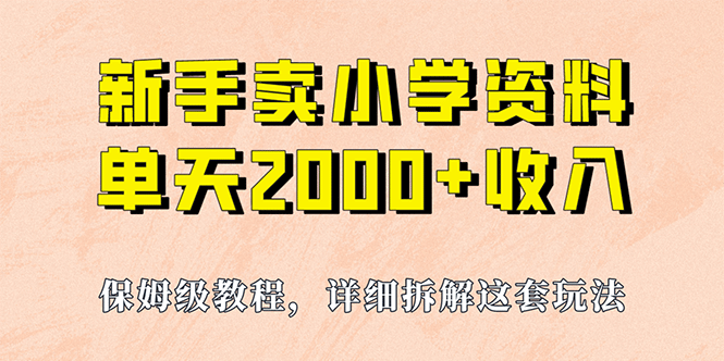 我如何通过卖小学资料，实现单天2000+，实操项目，保姆级教程+资料+工具-源创智汇网