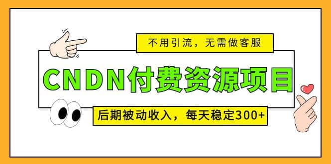 CNDN付费资源项目，不用引流，无需做客服，后期被动收入-源创智汇网