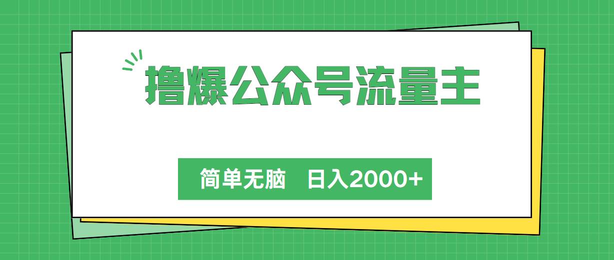撸爆公众号流量主，简单无脑，单日变现2000+-源创智汇网
