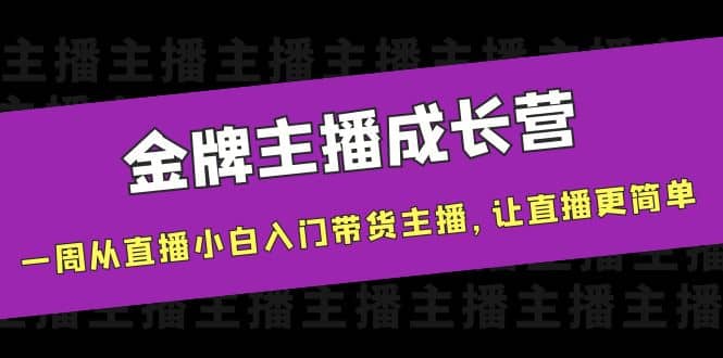 金牌主播成长营，一周从直播小白入门带货主播，让直播更简单-源创智汇网