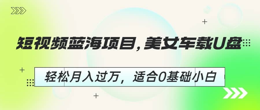 短视频蓝海项目，美女车载U盘，轻松月入过万，适合0基础小白-源创智汇网