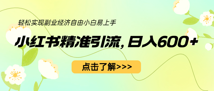 小红书精准引流，小白日入600+，轻松实现副业经济自由（教程+1153G资源）-源创智汇网