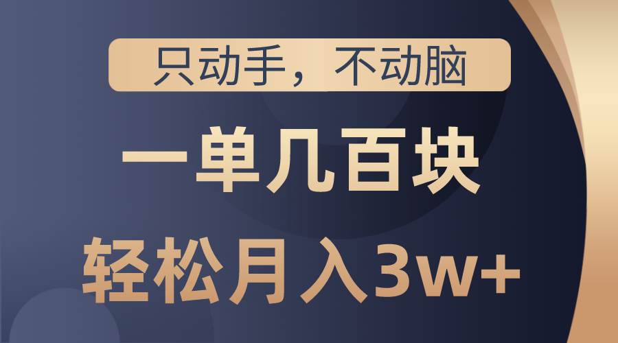 只动手不动脑，一单几百块，轻松月入3w+，看完就能直接操作，详细教程-源创智汇网