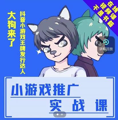 大狗来了：小游戏推广实战课，带你搭建一个游戏推广变现账号-源创智汇网