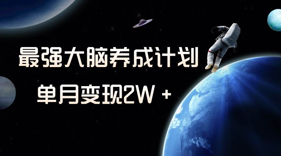 冷门虚拟项目，最强大脑养成计划，一个月变现2W＋-源创智汇网