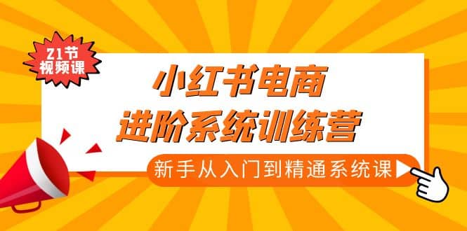 小红书电商进阶系统训练营：新手从入门到精通系统课（21节视频课）-源创智汇网