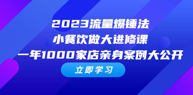 2023流量 爆锤法，小餐饮做大进修课，一年1000家店亲身案例大公开-源创智汇网