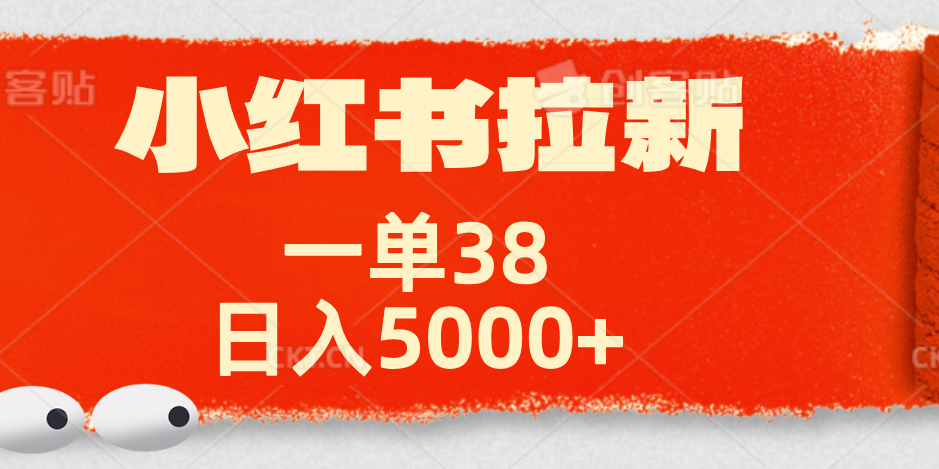 小红书拉新项目，一单38元！日入5000+【揭秘】-源创智汇网