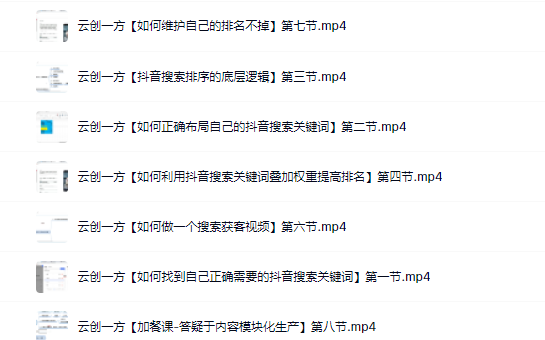 云创一方2022抖音SEO系列课程，教你如何快速上抖音搜索排名第一-源创智汇网
