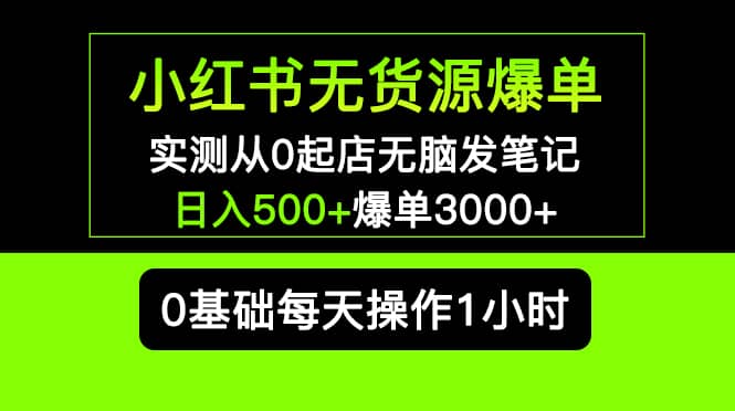 小红书无货源爆单 实测从0起店无脑发笔记爆单3000+长期项目可多店-源创智汇网