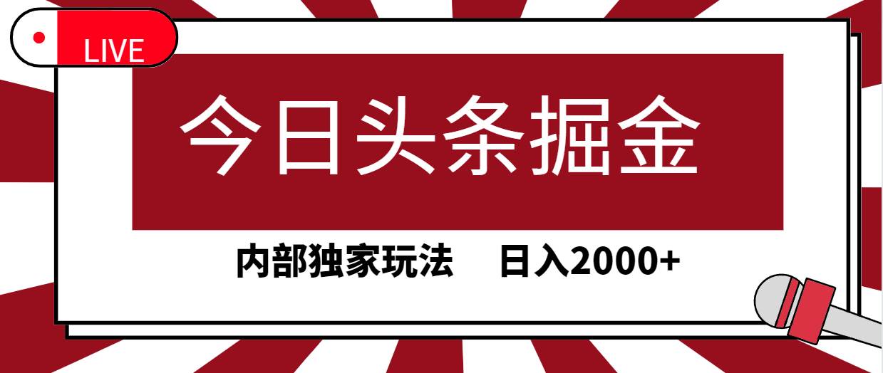 今日头条掘金，30秒一篇文章，内部独家玩法，日入2000+-源创智汇网