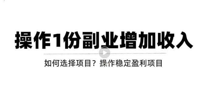 新手如何通过操作副业增加收入，从项目选择到玩法分享！【视频教程】-源创智汇网
