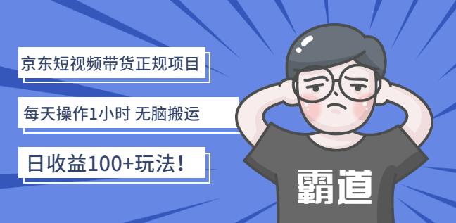 京东短视频带货正规项目：每天操作1小时无脑搬运日收益100+玩法！-源创智汇网